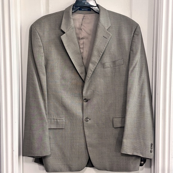 Chaps‎ Ralph Lauren Men's Classic Fit Blazer Suit Jacket Tan Plaid Size 46R